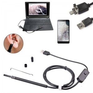 2 en 1 Borescope Inspection Ear Wax Remover Tool 720P Cámara a prueba de agua con 6 LED ajustables Compatible con Android y iOS