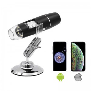 Microscopio digital inalámbrico 50X a 1000X, cámara de endoscopio de aumento de 8 LED con estuche y soporte de metal, compatible con Android Windows 7 8 10 Linux Mac